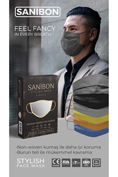 SANİBON Stylish Erkek Maske 10'lu / Karma