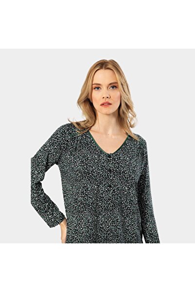 TÜREN Σετ πιτζάμες με μακρυμάνικο πουκάμισο με λουλουδάτο σχέδιο 3379/Πράσινο