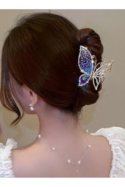 NİLZ مشبك مزلاج معدني ذهبي - على شكل فراشة