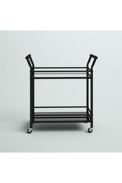 Hitit Dekorasyon Robin Siyah Metal&cam Servis Arabası