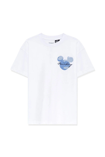 Mavi Mickey Mouse Patterned White T-Shirt - L C M WAIKINAİ