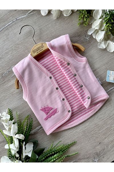 PATSAN Organic Cotton Combed Double Sided Baby Vest Striped Suede Sail Fish