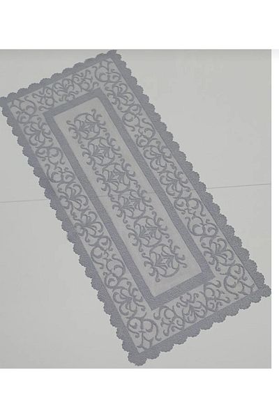 WENESSİ Ottoman Patterned Short Runner Cover - 40x90 (GREY)