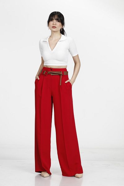 etol textile Women's Palazzo Belted Trousers
