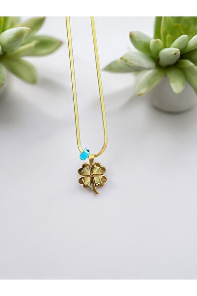 Brillo 316l Çelik Italyan Zincir Dört Yapraklı Yonca Kolye