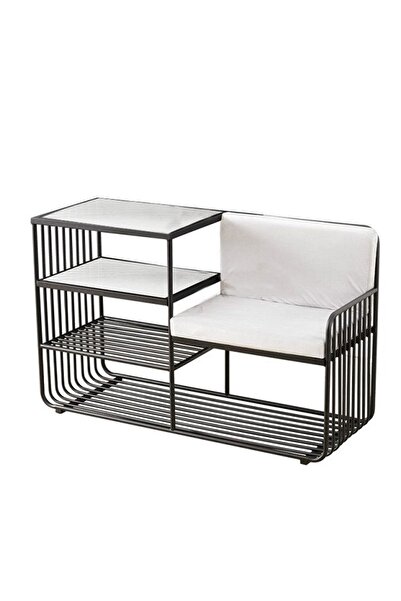 Hitit Dekorasyon Rebeca Siyah Metal Benç Ayakkabılık