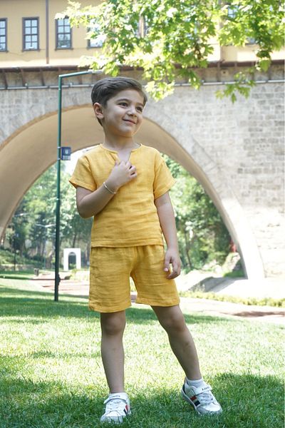 BUUFUU Set de tricou și pantaloni scurți din material textil de muselină