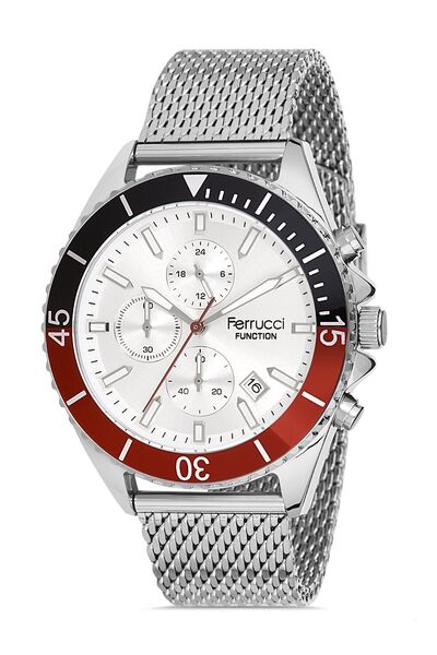 Ferrucci ساعة يد رجالية بسلك شبكي من الفولاذ - مقاومة للماء وعملية