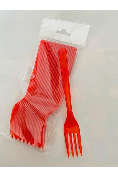 AKTEZ-EL Red Luxury Plastic Fork 100 Pieces