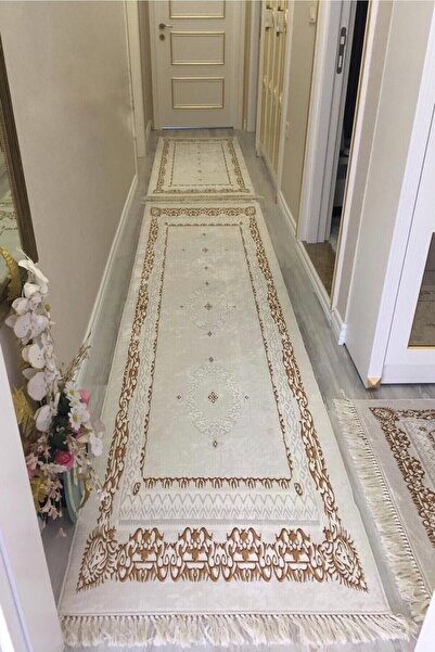 VOPTEKS Gold Yatak Odası Halısı Salon Halısı Gold Halı Yolluk Mutfak Halısı Makinede Yıkanabilir Halı