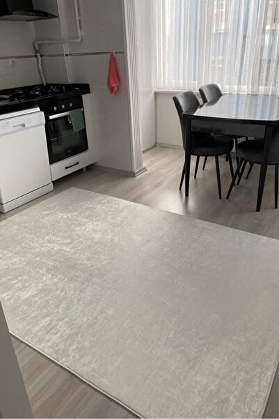 VOPTEKS Beyaz Halı Mutfak Halısı Leke Tutmaz Makinede Yıkanabilir Kaymaz Taban Halı