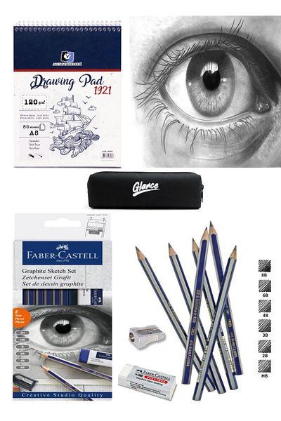 GLANCE Alex Schoeller A5 Sketch Notebook 50 Yp Faber Castell Goldfaber Graduated Pen Set 8 Pieces