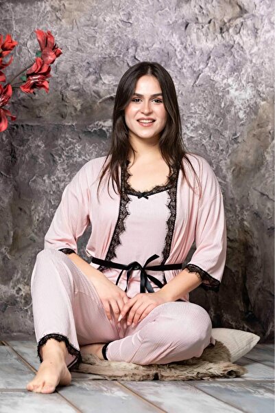 CALİA Pegasus Patterned 3-Piece Women's Pajamas and Dressing Gown Set