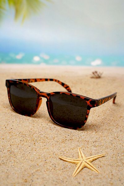 Di Caprio Unisex Leopard Patterned Black Brown Square Sunglasses