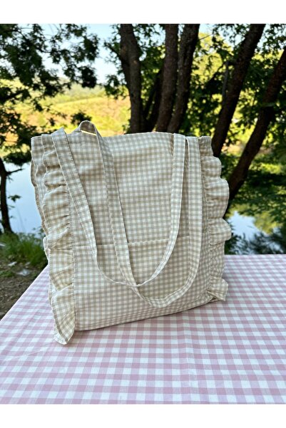 Decamor home Бежева сумка з рюшами - багатофункціональна пляжна сумка