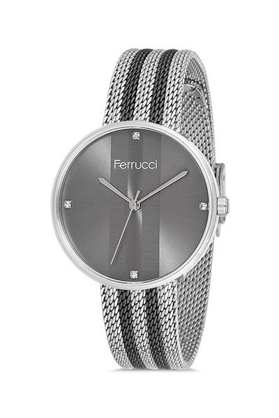 Ferrucci Women's Gray Silver Mesh Strap Wristwatch