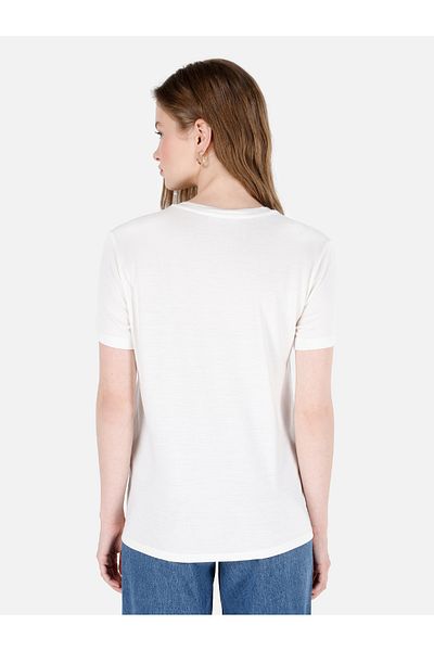 Colin's Tricou alb de damă cu mânecă scurtă