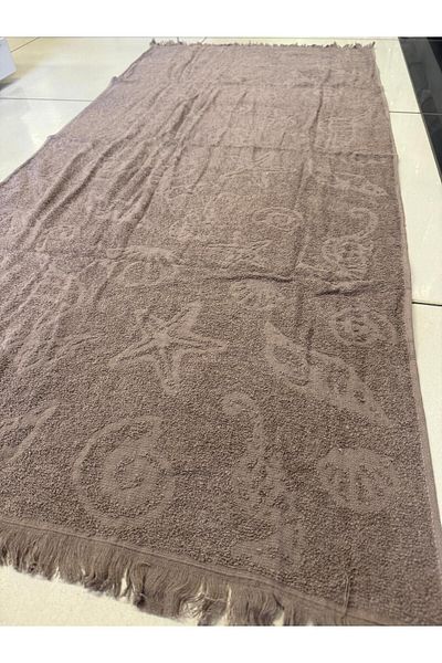 ŞENER HOME 70x150 cm.Dark Brown Fringed Beach Towel