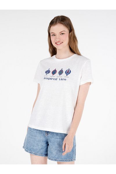 Colin's Tricou alb pentru femei - mâneci