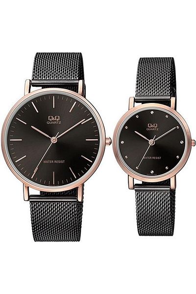 Q&Q Lover Couple Wristwatches with Wicker Strap