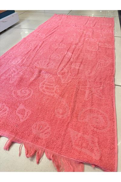 ŞENER HOME 70x150 εκ. Πετσέτα θαλάσσης με ροζ κρόσσια