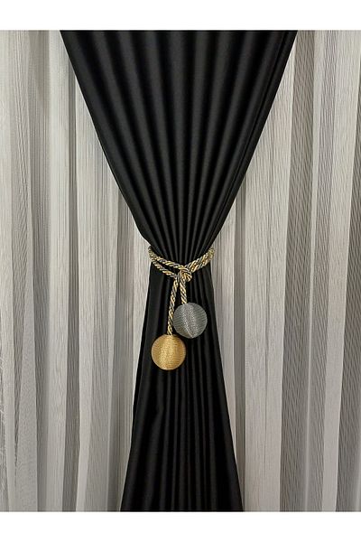 venedik home جهاز ربط وتجميع ستائر خلفية بلون ذهبي وأنثراسايت