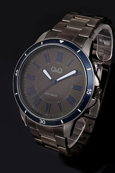 Q&Q Metallic Black Smoked Roman Numeral Men's Wristwatch