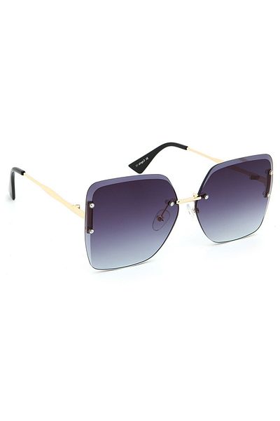 Di Caprio Black Gold Gradient Cut Glass Crystal Women's Sunglasses