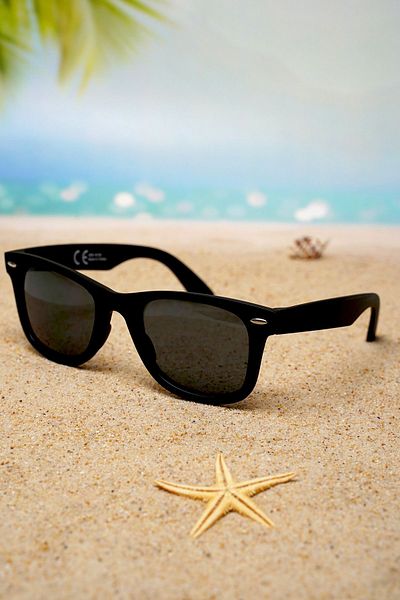 Di Caprio Matte Black UV400 Square Model Unisex Sunglasses