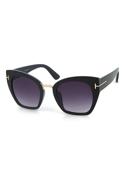 Di Caprio Black Gold Gradient Bold Cat Eye Women's Sunglasses