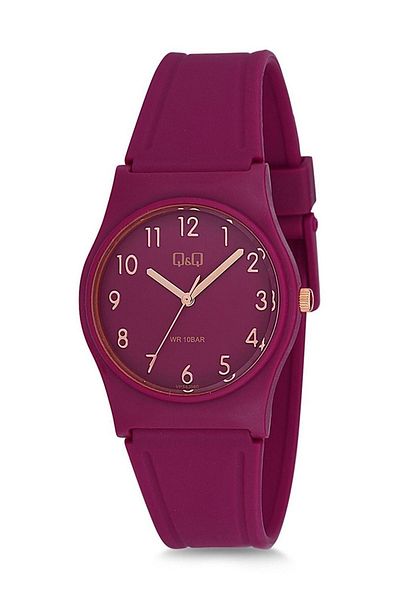 Q&Q Women's Wristwatch with Plum Numerals and Waterproof Silicone Band