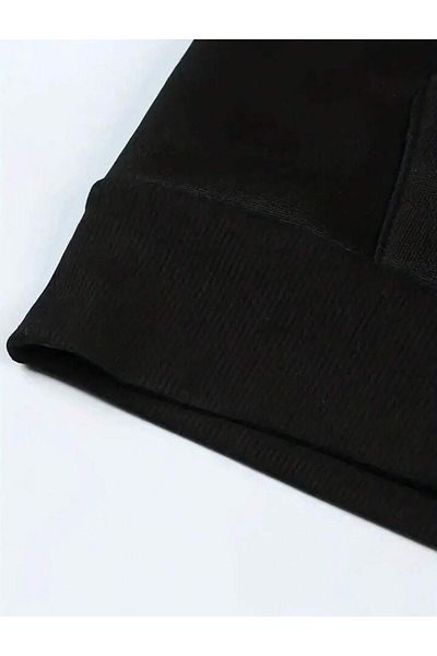 Touz Moda Unisex Oversize Μαύρο Φούτερ με λαιμόκοψη - Μαύρο Ροζ