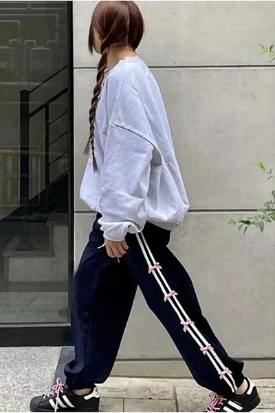 Touz Moda Παντελόνι φούτερ Tech Side Stripe Blue Coquette Unisex Parachute