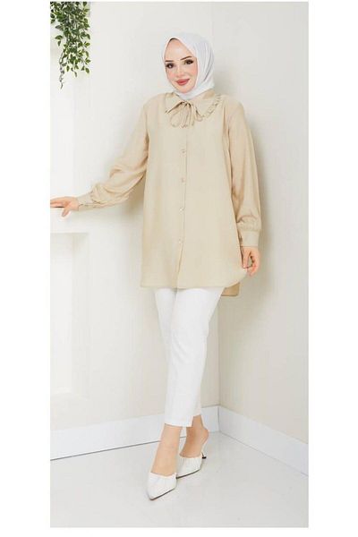 Nergis Neva Butik Ruffle Detailed Collar Tunic