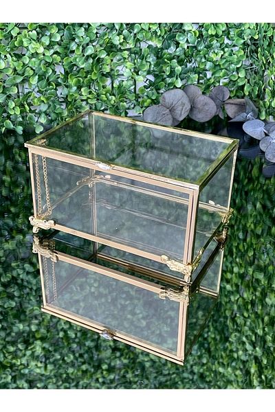 bt bera tasarım Gold Glass Box - Rose Box