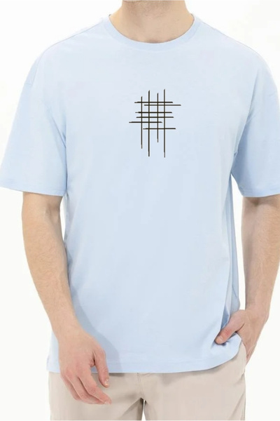 oneagılyazı Λευκό μπλουζάκι Unisex Oversize - Hashtag με στάμπα, Crew Neck