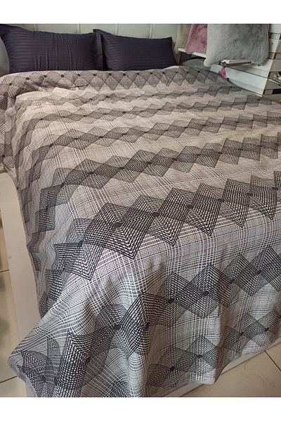 ŞENER HOME Geometric Pattern Printed 150x240 CmSingle Single Pike - Gray