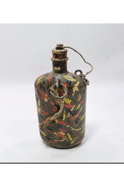 kho military design 1970-80s Vintage Hand Painted Camper Flask