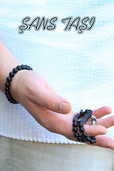 TESBİHCİBABA Natural Stone Rosary and Bracelet Set - The Most Beautiful Gift Style Father Gift Box
