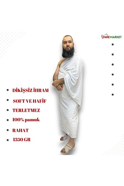 Umre Market 1350 GR A KALİTE 100% PAMUK 2PARÇA İHRAM HAC VE UMRE İHRAMI