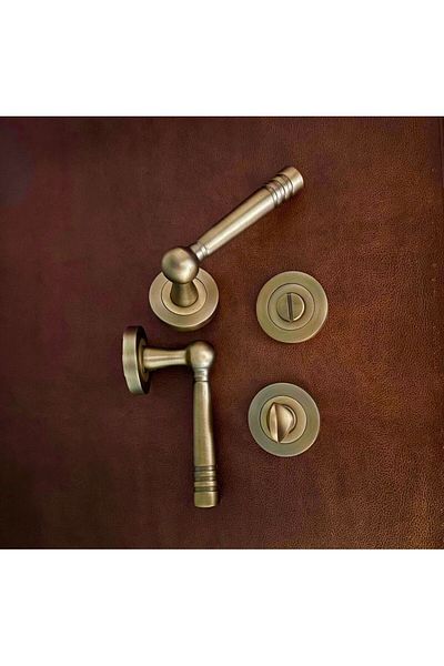 KOLDOOR Ottoman Mat - Antique Yellow Round Rosette WC Bathroom Door Handle 1 Set