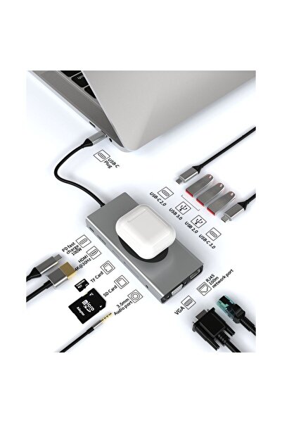 Fogy Apple Macbook 13.3' Pro 2020 Çevirici Dönüştürücü 13in1 Hub Çok Fonksiyo...