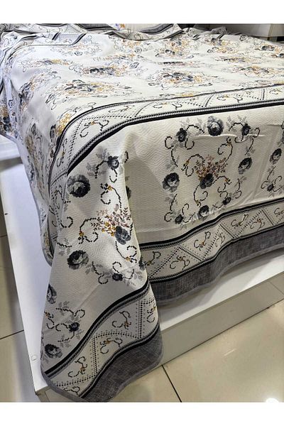 ŞENER HOME Bouquet Pattern Printed 150x240 CmSingle Single Pike - Gray