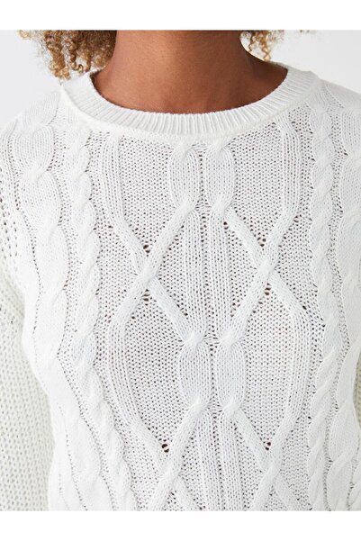 LC Waikiki LCW Vision Bisiklet Yaka Kendinden Desenli Uzun Kollu Kadın Triko Kazak