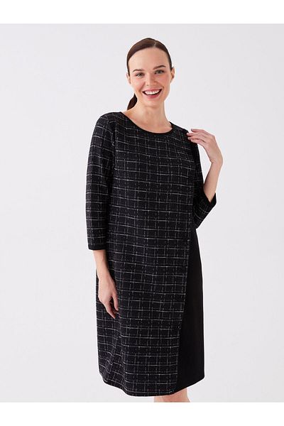 LC Waikiki Crew Neck Plaid Women's Dress