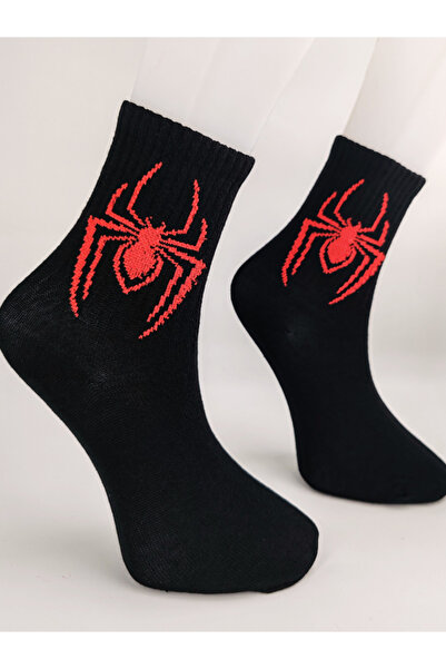 Shuttle Park Unisex Μαύρες κάλτσες κολλεγίου - Comics Fashion Red Spider