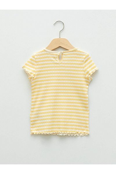 LC Waikiki LCW baby Crew Neck Short Sleeve Striped Cotton Baby Girl T-Shirt