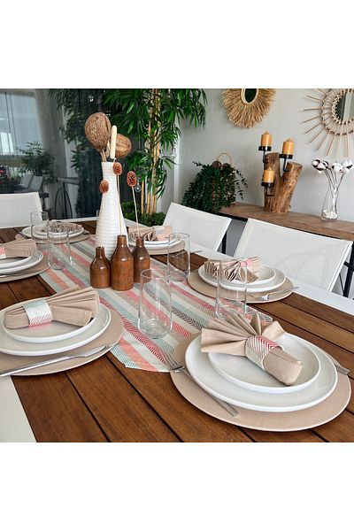 desen izmir New Season American Service - Pastel Pattern, 6 Plates and 6 Napkin Rings