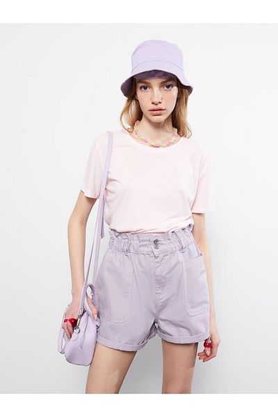 LC Waikiki Blugi LCW Pantaloni scurti de damă, cu talie înaltă, slăbiți, cu buzunar drept