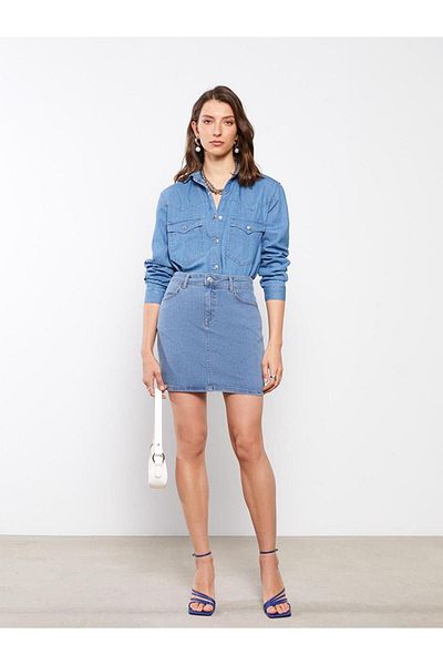 LC Waikiki LCWAIKIKI Fusta clasică slim-fit cu buzunar simplu pentru femei Rodeo Jean